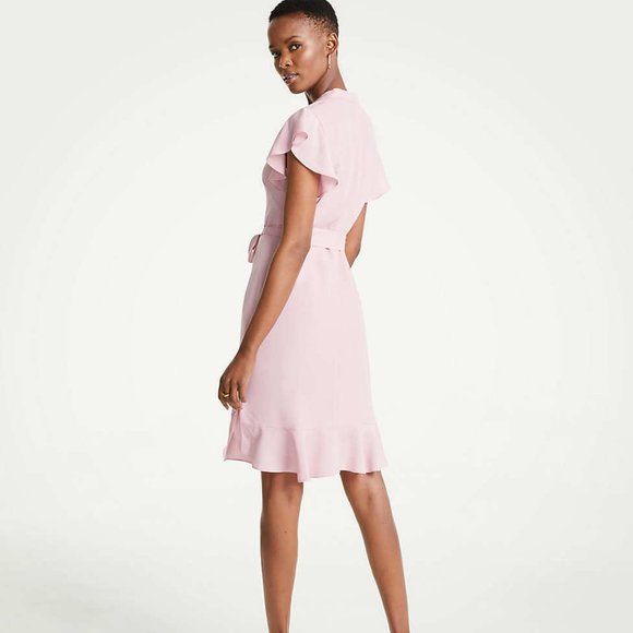 Ann Taylor Pink Nectar Flutter Ruffle Belted Shirt - Picture 2 of 8